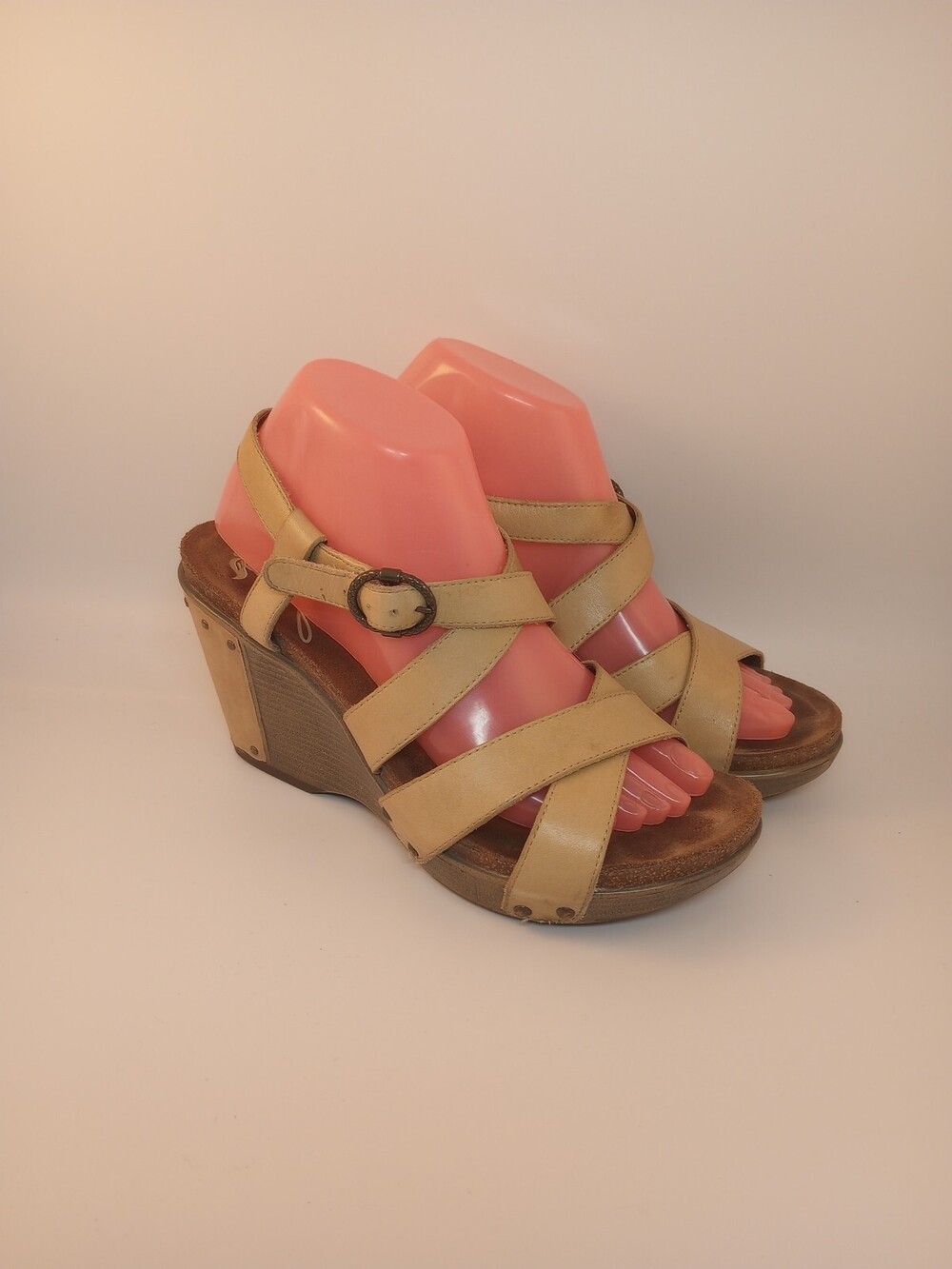 Dansko Women's Beige Leather Wedge Strappy Sandals Sz 39 US 8.5 - Picture 4 of 9